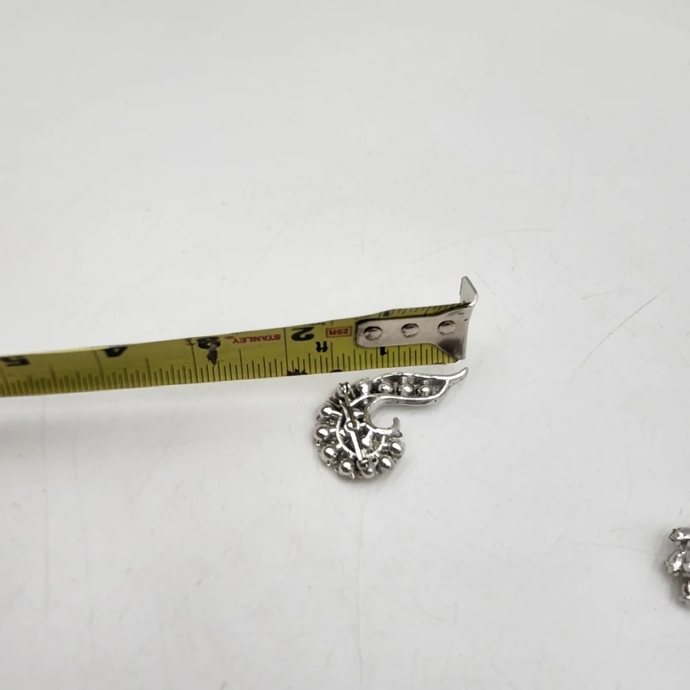Vintage Swirl Rhinestone Brooch & Earring Demi Set clear silver tone *read - Picture 10 of 15